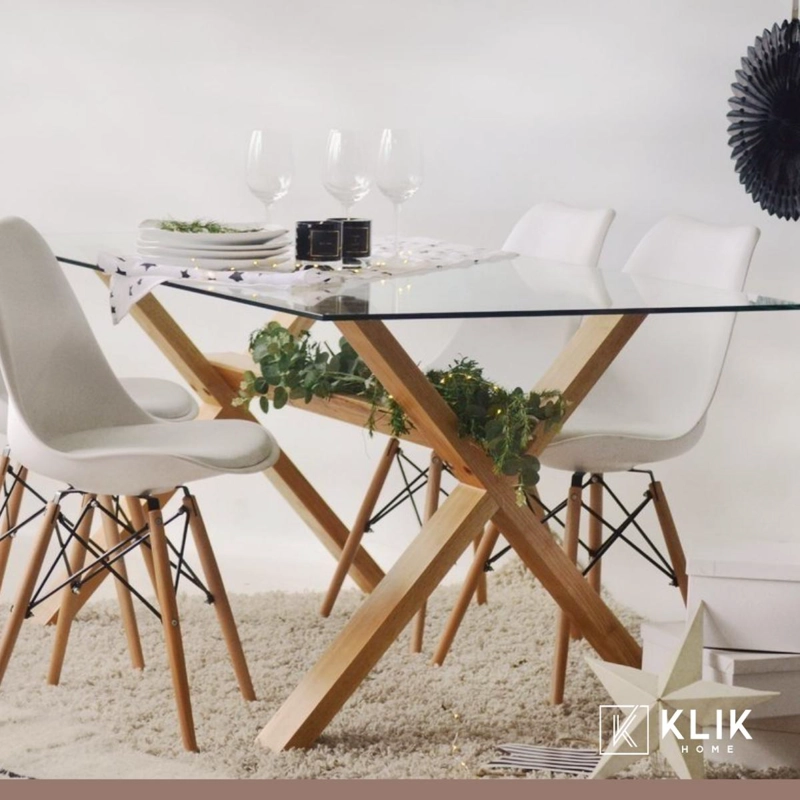 MESA COMEDOR KLIK MUEBLES NORDIC CROSS RECTANGULAR VIDRIO 140X90CM METAL - 8