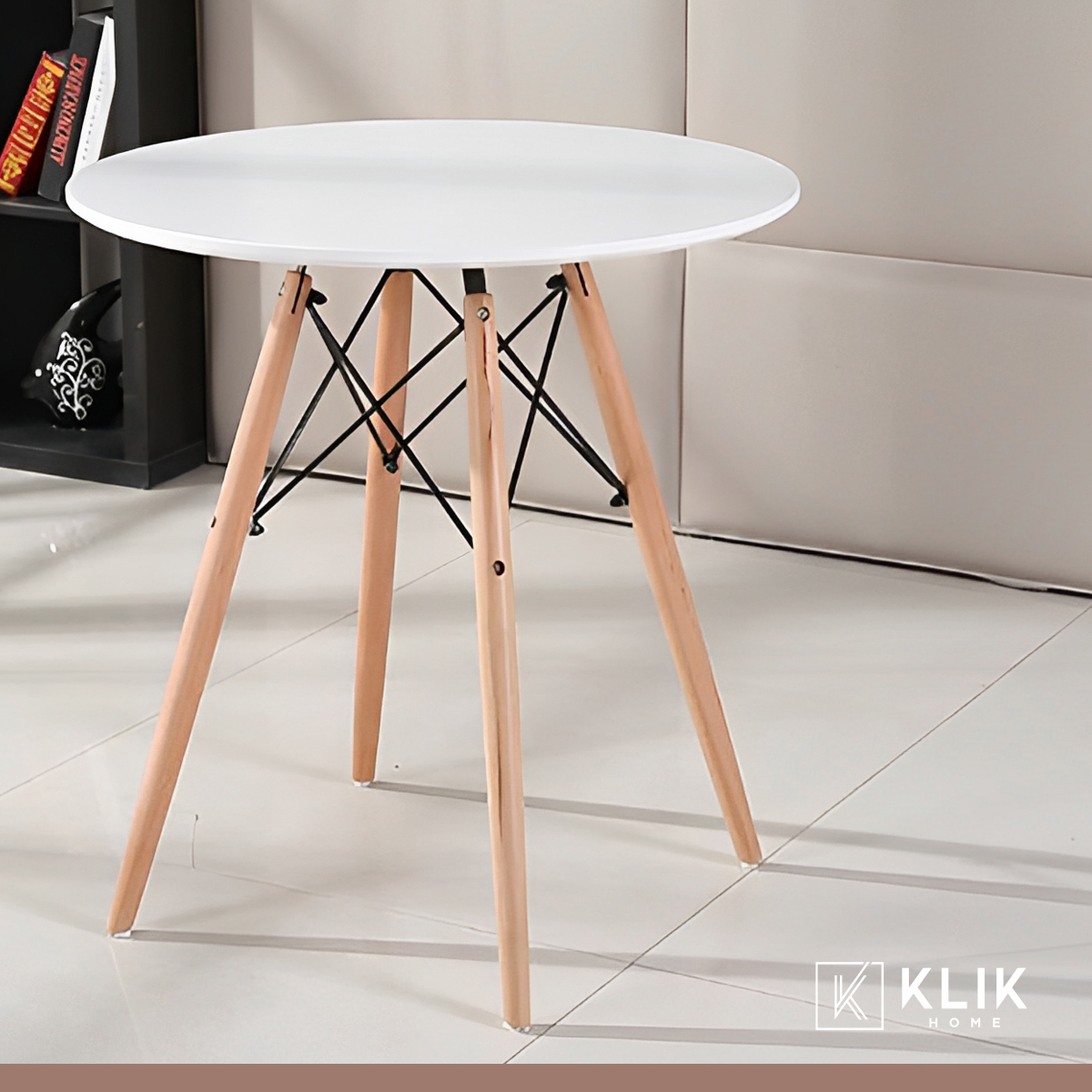 COMEDOR MESA REDONDA BLANCA 80CM + 4 SILLAS WINDSOR BLANCA - 2