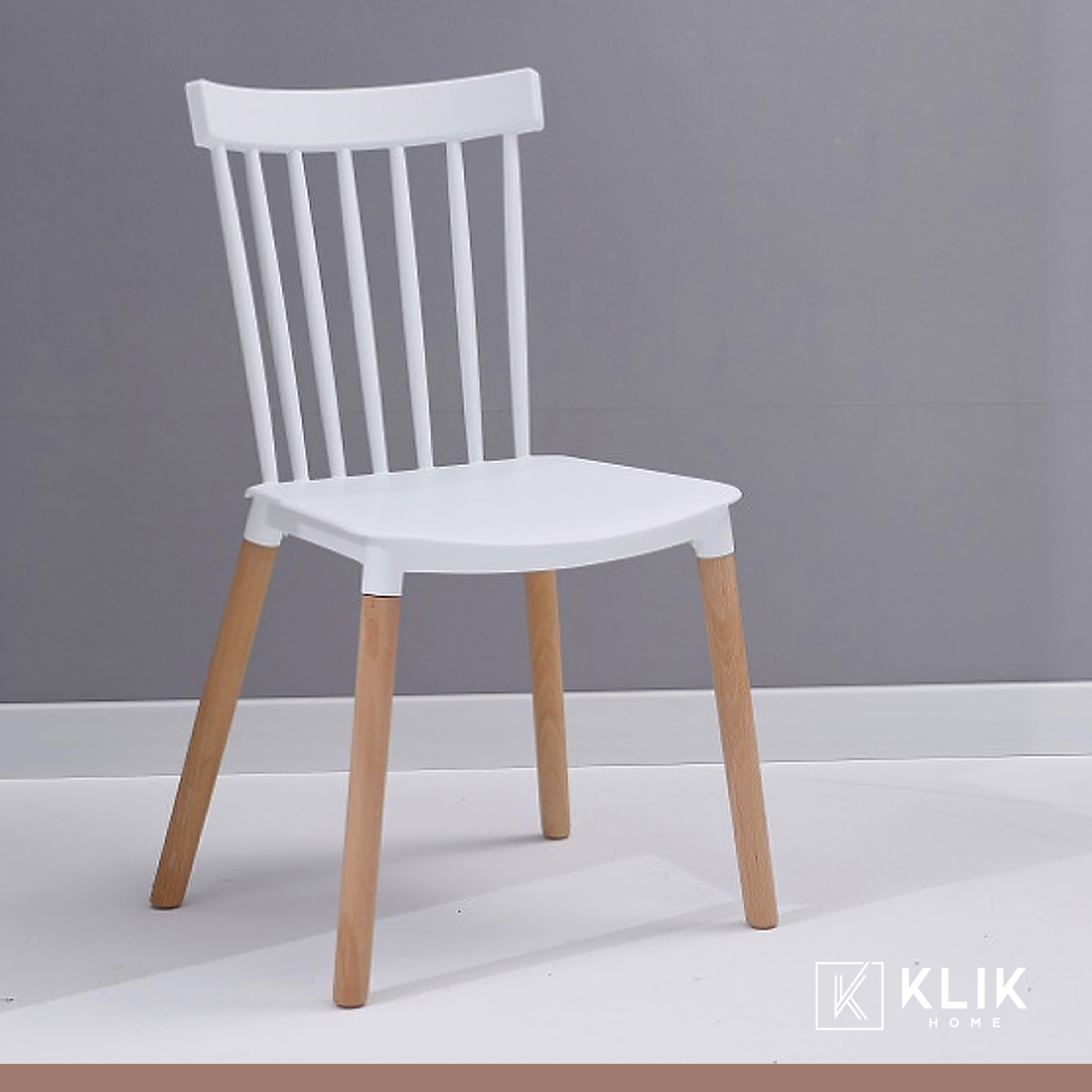 COMEDOR MESA REDONDA BLANCA 80CM + 4 SILLAS WINDSOR BLANCA - 8