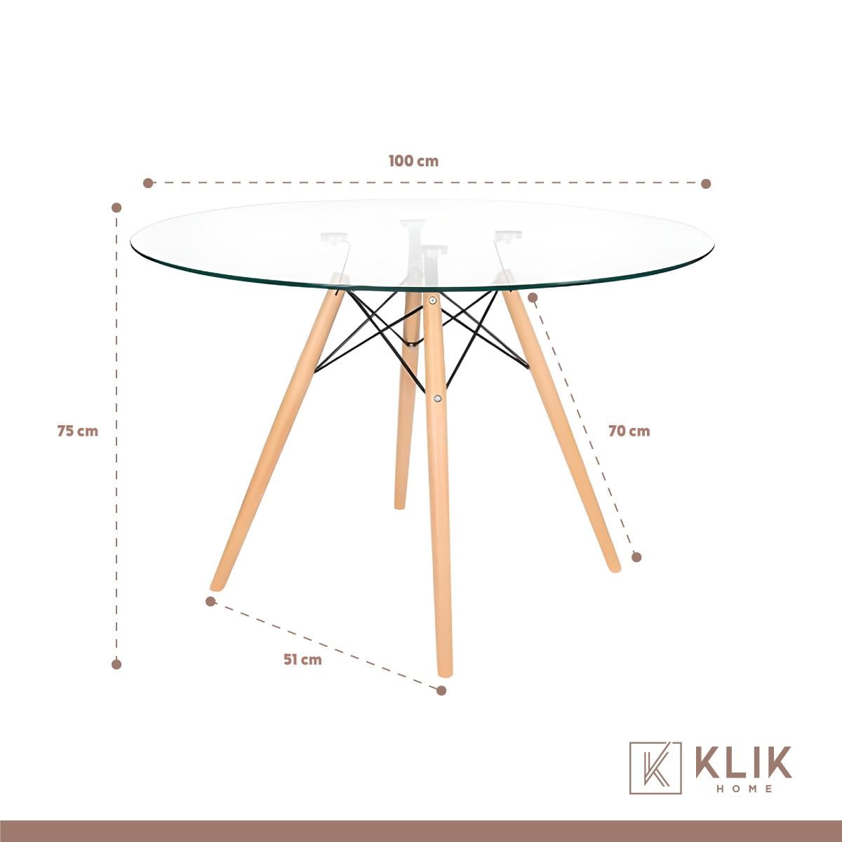 COMEDOR MESA EAMES REDONDA VIDRIO 100CM + 4 SILLAS WINDSOR B - 5