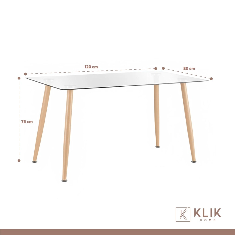 COMEDOR MESA RECTANGULAR VIDRIO 120X80 + 6 SILLAS WINDSOR BLANCA - 6