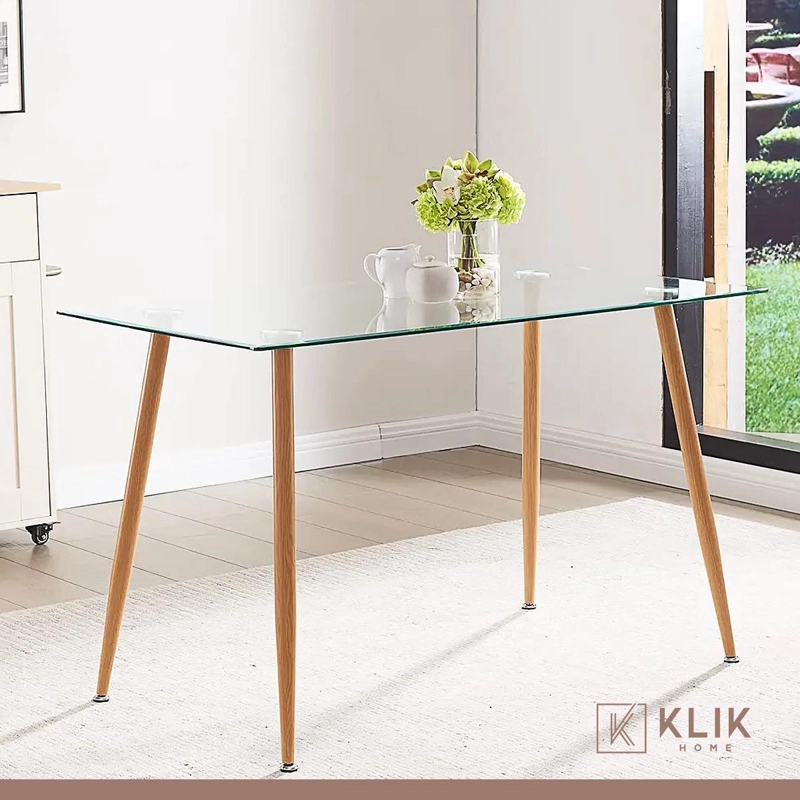 COMEDOR MESA RECTANGULAR VIDRIO 120X80 + 6 SILLAS WINDSOR BLANCA - 8