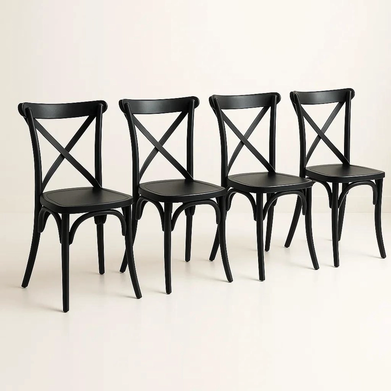 SILLAS TERRAZA O COMEDOR KLIK MUEBLES CROSSBACK DANUBIO NEGRAS PACK 4 - 1