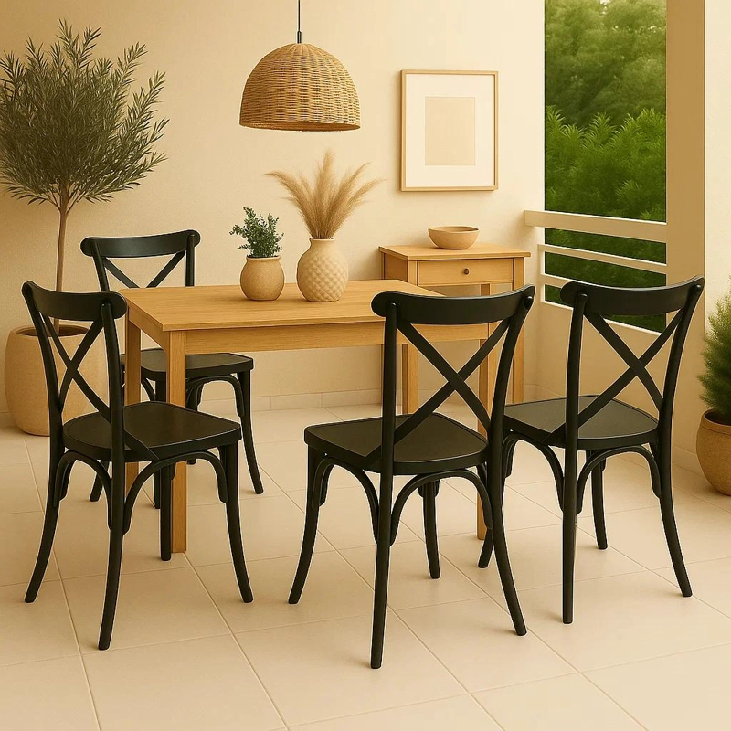 SILLAS TERRAZA O COMEDOR KLIK MUEBLES CROSSBACK DANUBIO NEGRAS PACK 4 - 3