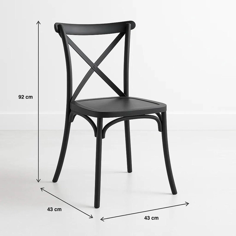 SILLAS TERRAZA O COMEDOR KLIK MUEBLES CROSSBACK DANUBIO NEGRAS PACK 4 - 4