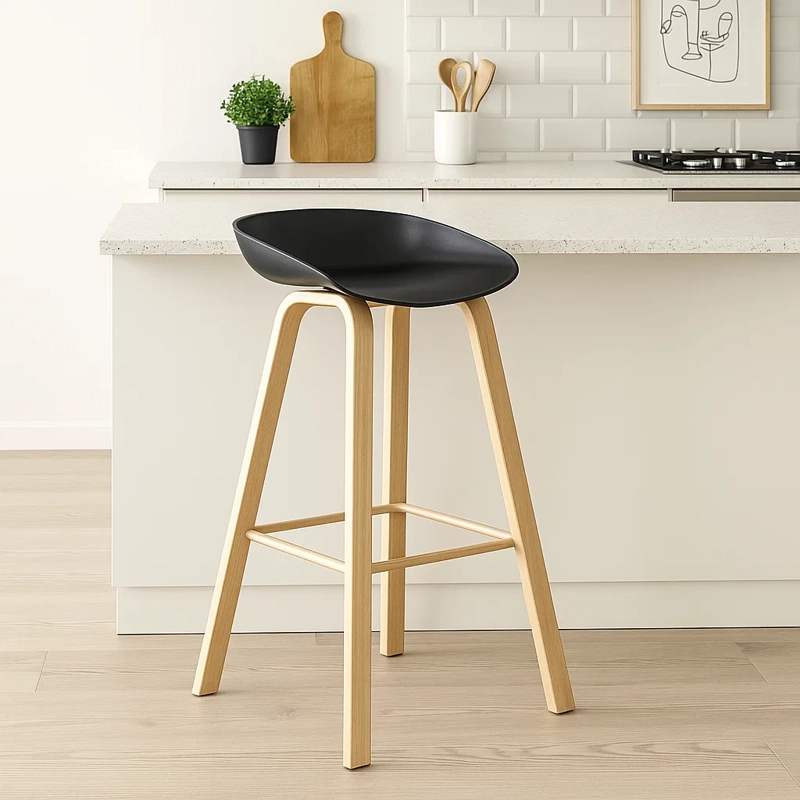 TABURETE PISO BAR NORDIC - NEGRO - 4