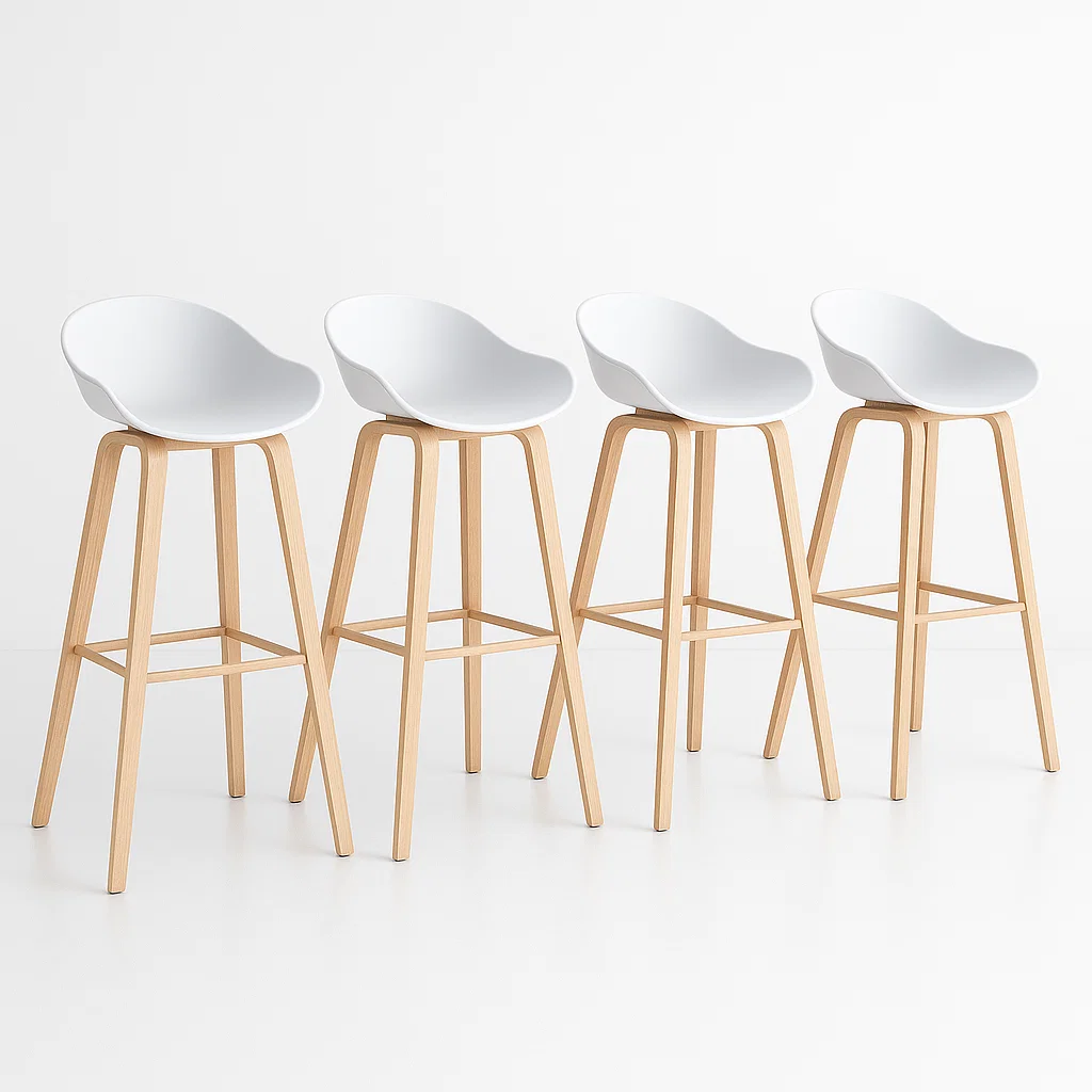 TABURETES KLIK MUEBLES NORDIC 1 CUERPO ACERO BLANCO PACK 4 - 1