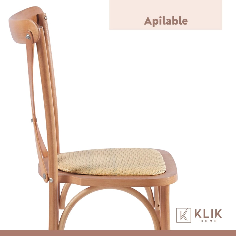 SILLA KLIK MUEBLES CROSSBACK MADERA 1 CUERPO MADERA RATTAN NATURAL - 8