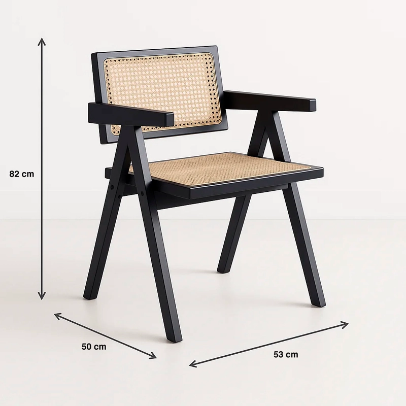 SILLA SITIAL KLIK MUEBLES CHANDIGARH 1 CUERPO MADERA RATTAN NEGRA BUTACA - 7