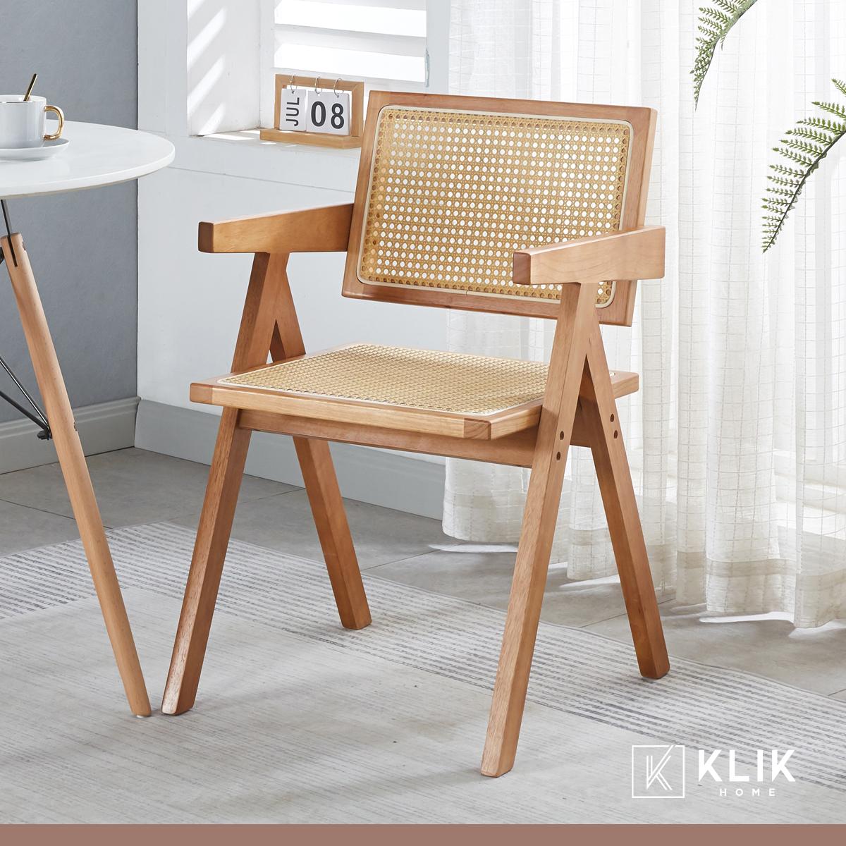 SILLA SITIAL KLIK MUEBLES CHANDIGARH 1 CUERPO MADERA RATTAN CAFE BUTACA NATURAL - 8