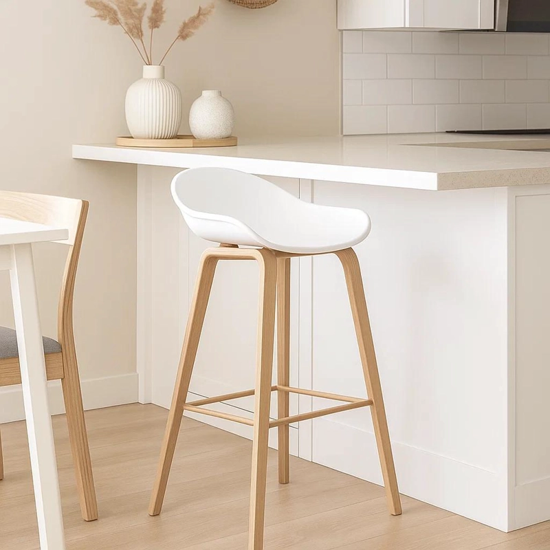 TABURETE KLIK MUEBLES NORDIC 1 CUERPO ACERO BLANCO PISO BAR - 2