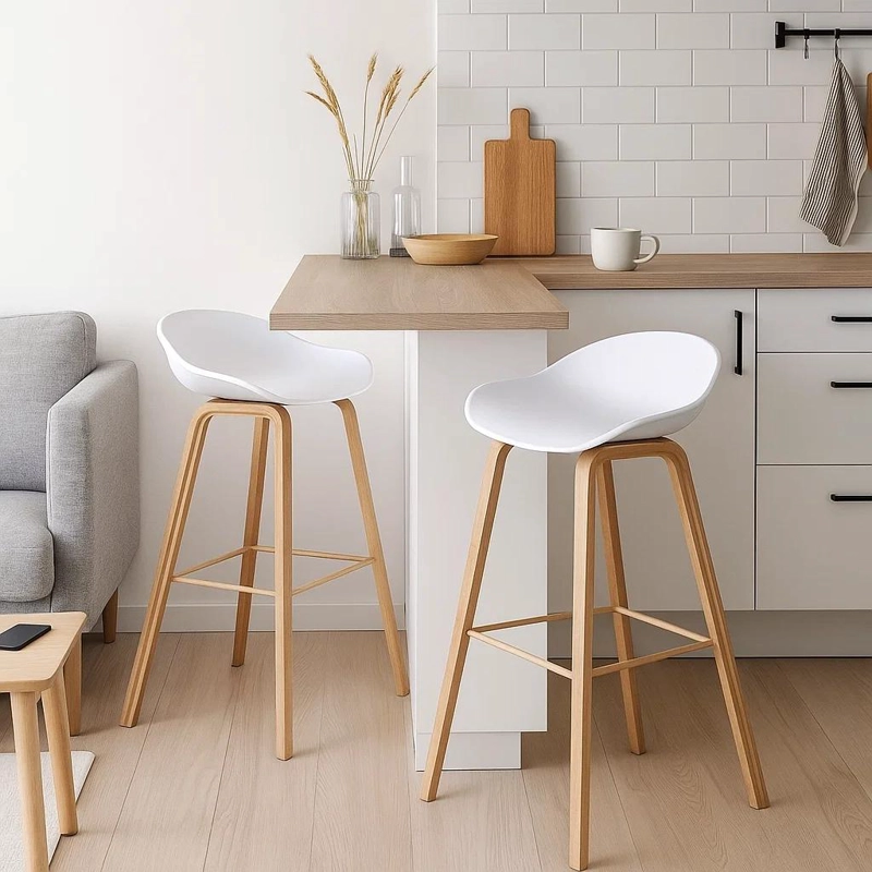TABURETE KLIK MUEBLES NORDIC 1 CUERPO ACERO BLANCO PISO BAR - 3