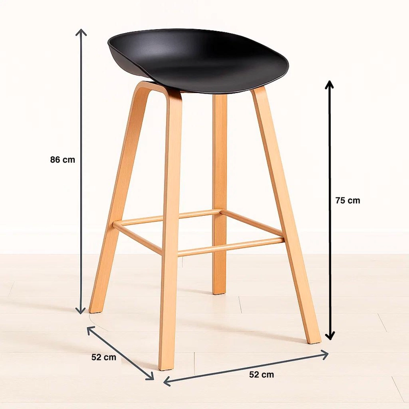 PACK DE 4 TABURETES NORDIC - NEGRO - 4