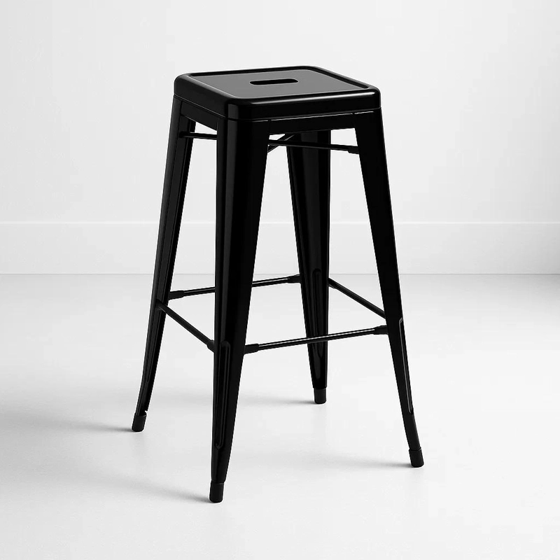 PISO TABURETE KLIK MUEBLES TOLIX 1 CUERPO ACERO NEGRO ALTO BAR O TERRAZA - 1
