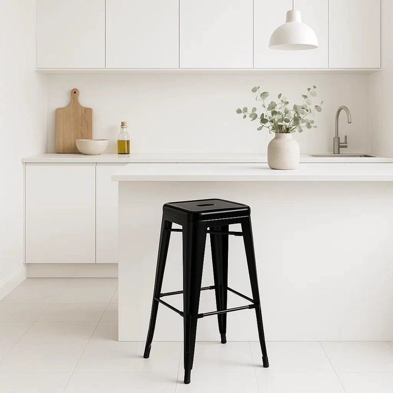 PISO TABURETE KLIK MUEBLES TOLIX 1 CUERPO ACERO NEGRO ALTO BAR O TERRAZA - 2