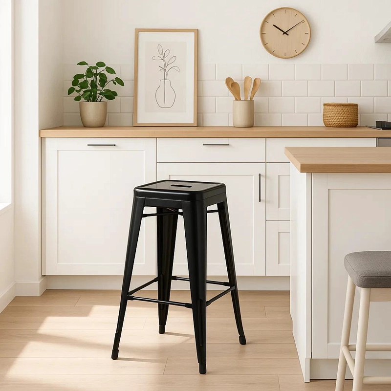 PISO TABURETE KLIK MUEBLES TOLIX 1 CUERPO ACERO NEGRO ALTO BAR O TERRAZA - 3