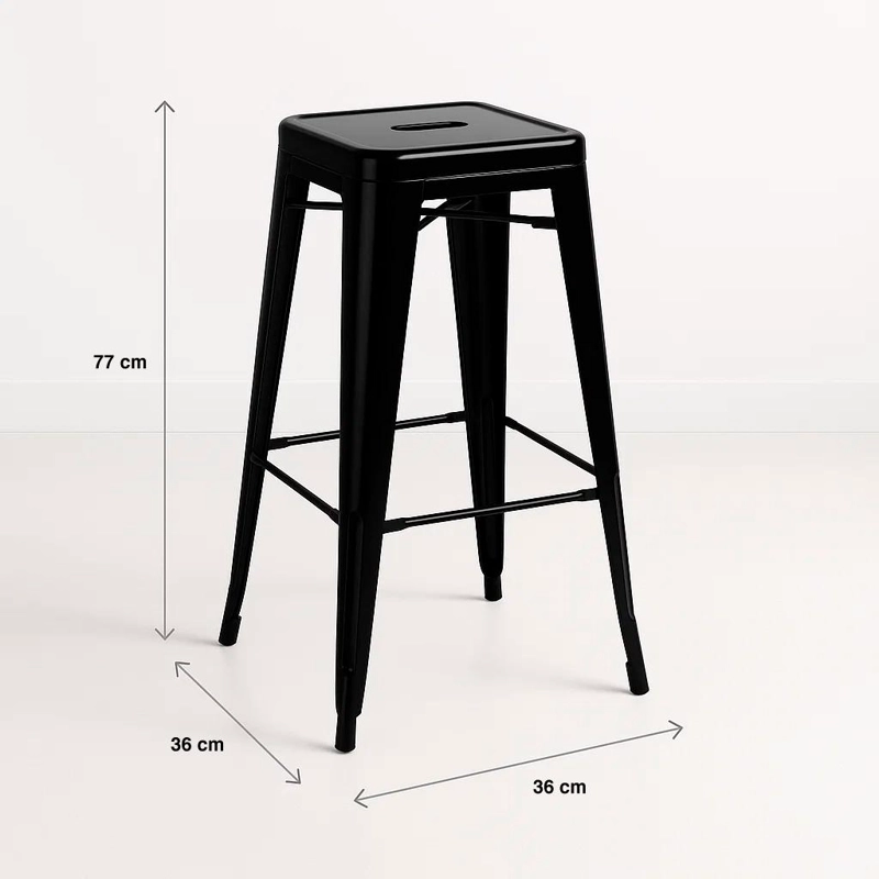 PISO TABURETE KLIK MUEBLES TOLIX 1 CUERPO ACERO NEGRO ALTO BAR O TERRAZA - 4