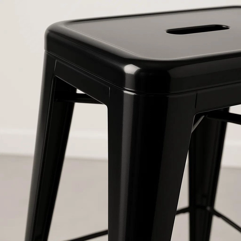 PISO TABURETE KLIK MUEBLES TOLIX 1 CUERPO ACERO NEGRO ALTO BAR O TERRAZA - 6