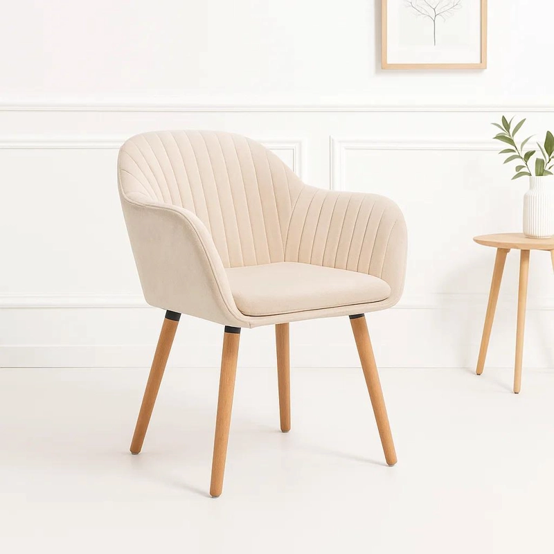 BUTACA KLIK MUEBLES DIAMANTE TERCIOPELO BEIGE SITIAL POLTRONA ACOLCHADO - 2