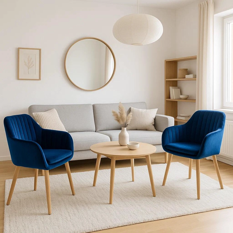 BUTACAS SITIALES KLIK MUEBLES DIAMANTE 1 CUERPO TERCIOPELO AZUL PACK 2 POLTRONAS A - 3