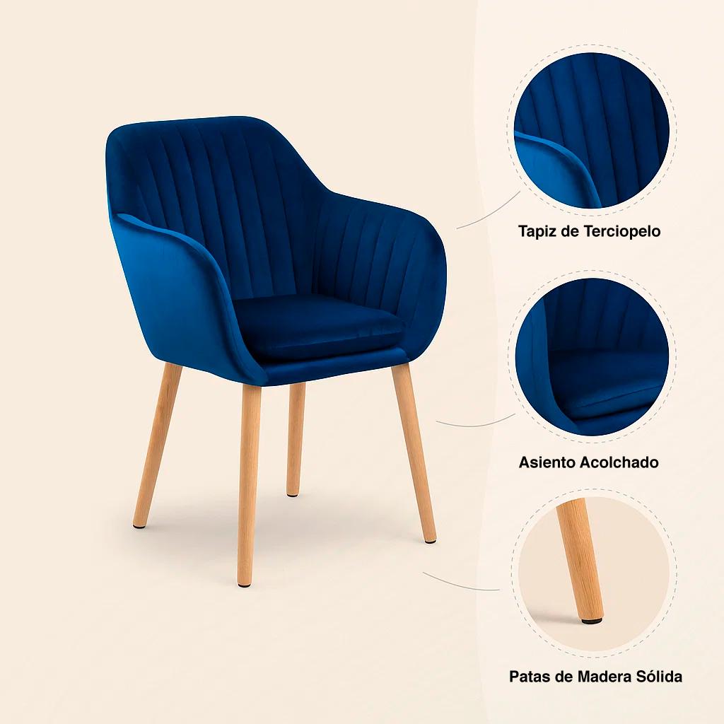 BUTACAS SITIALES KLIK MUEBLES DIAMANTE 1 CUERPO TERCIOPELO AZUL PACK 2 POLTRONAS A - 5