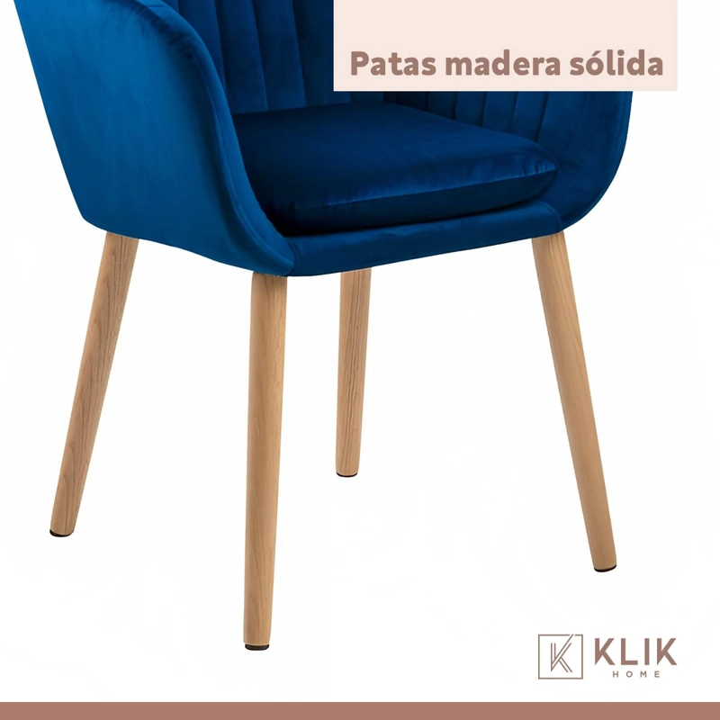 BUTACA KLIK MUEBLES DIAMANTE TERCIOPELO AZUL SITIAL POLTRONA ACOLCHADO - 8
