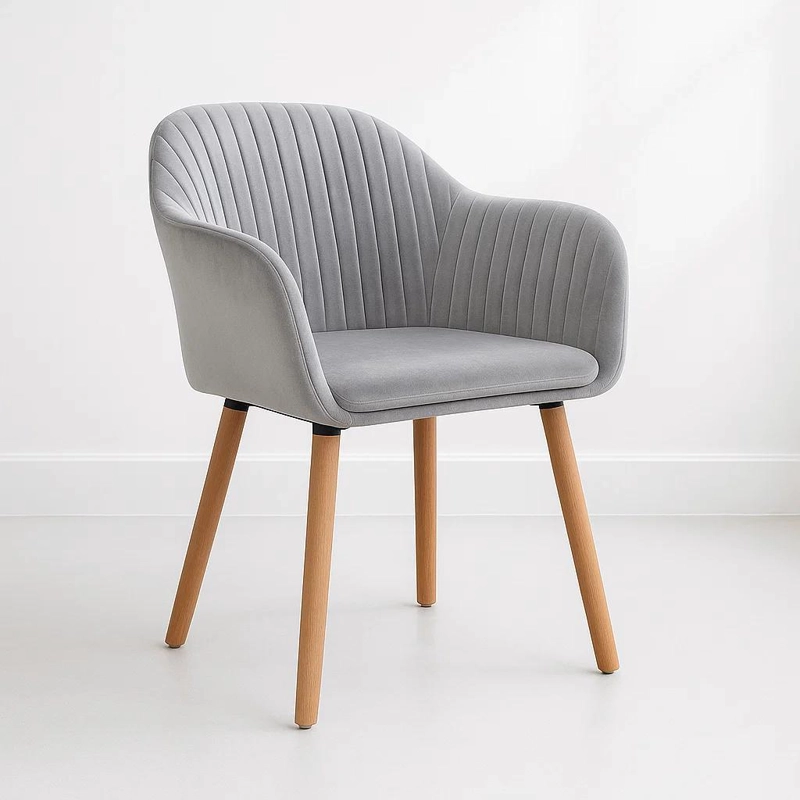 BUTACA KLIK MUEBLES DIAMANTE TERCIOPELO GRIS CLARO SITIAL POLTRONA ACOLCHADO - 1