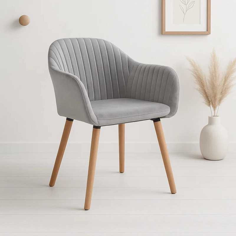 BUTACA KLIK MUEBLES DIAMANTE TERCIOPELO GRIS CLARO SITIAL POLTRONA ACOLCHADO - 2