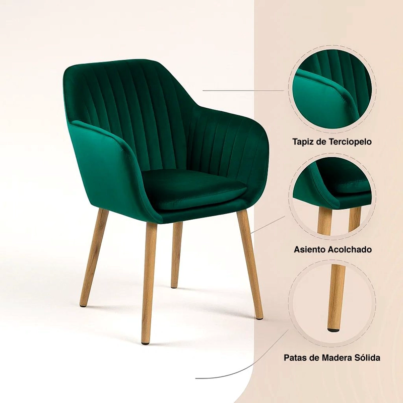BUTACAS SITIALES KLIK MUEBLES DIAMANTE 1 CUERPO TERCIOPELO VERDE PACK 2 POLTRONA VE - 5