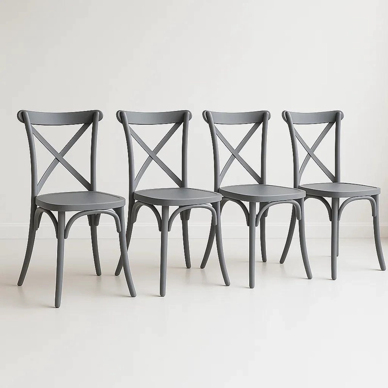 SILLAS TERRAZA O COMEDOR KLIK MUEBLES CROSSBACK 1 CUERPO GRIS PACK 4 DANUBIO - 1