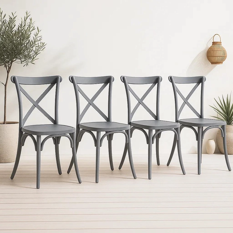 SILLAS TERRAZA O COMEDOR KLIK MUEBLES CROSSBACK 1 CUERPO GRIS PACK 4 DANUBIO - 2