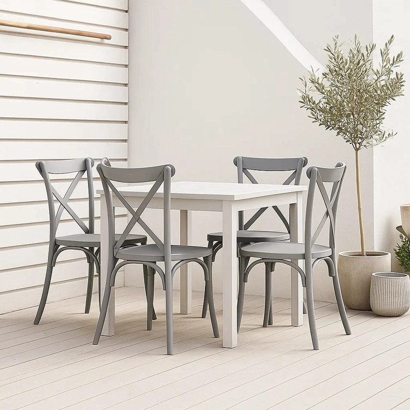 SILLAS TERRAZA O COMEDOR KLIK MUEBLES CROSSBACK 1 CUERPO GRIS PACK 4 DANUBIO - 3