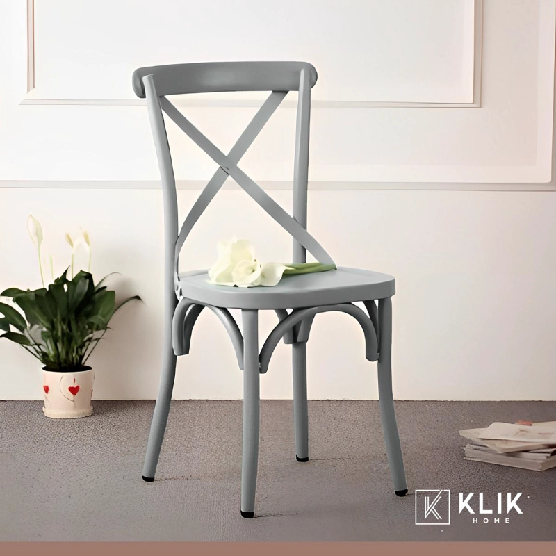 SILLAS TERRAZA O COMEDOR KLIK MUEBLES CROSSBACK 1 CUERPO GRIS PACK 4 DANUBIO - 8