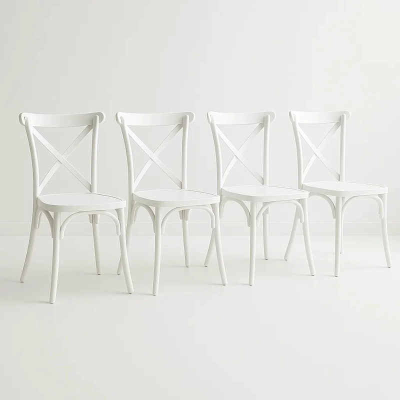SILLAS TERRAZA O COMEDOR KLIK MUEBLES CROSSBACK BLANCAS PACK 4 DANUBIO - 1