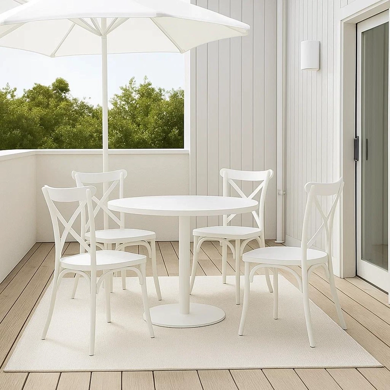 SILLAS TERRAZA O COMEDOR KLIK MUEBLES CROSSBACK BLANCAS PACK 4 DANUBIO - 2