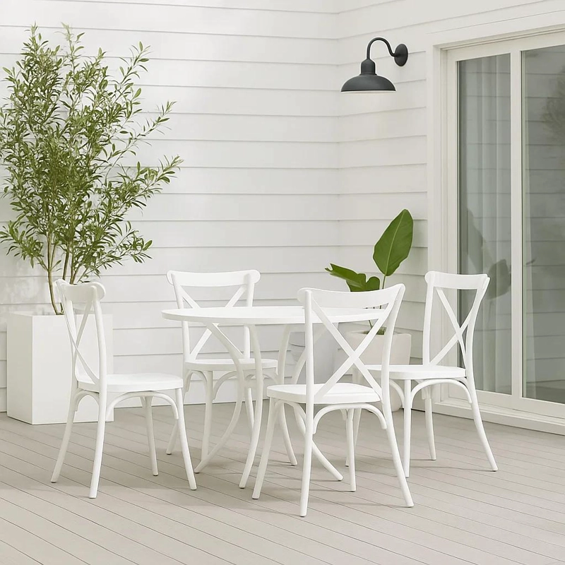 SILLAS TERRAZA O COMEDOR KLIK MUEBLES CROSSBACK BLANCAS PACK 4 DANUBIO - 3
