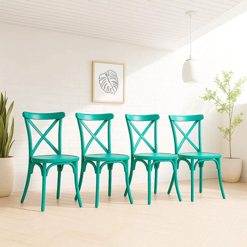 SILLAS TERRAZA O COMEDOR KLIK MUEBLES CROSSBACK MENTA PACK 4 DANUBIO - 2
