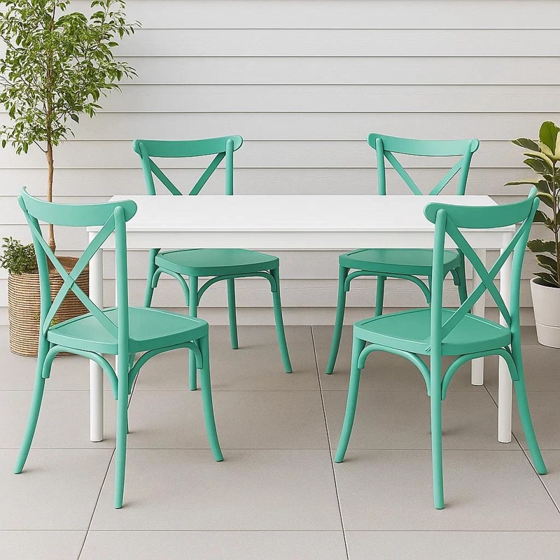 SILLAS TERRAZA O COMEDOR KLIK MUEBLES CROSSBACK MENTA PACK 4 DANUBIO - 3