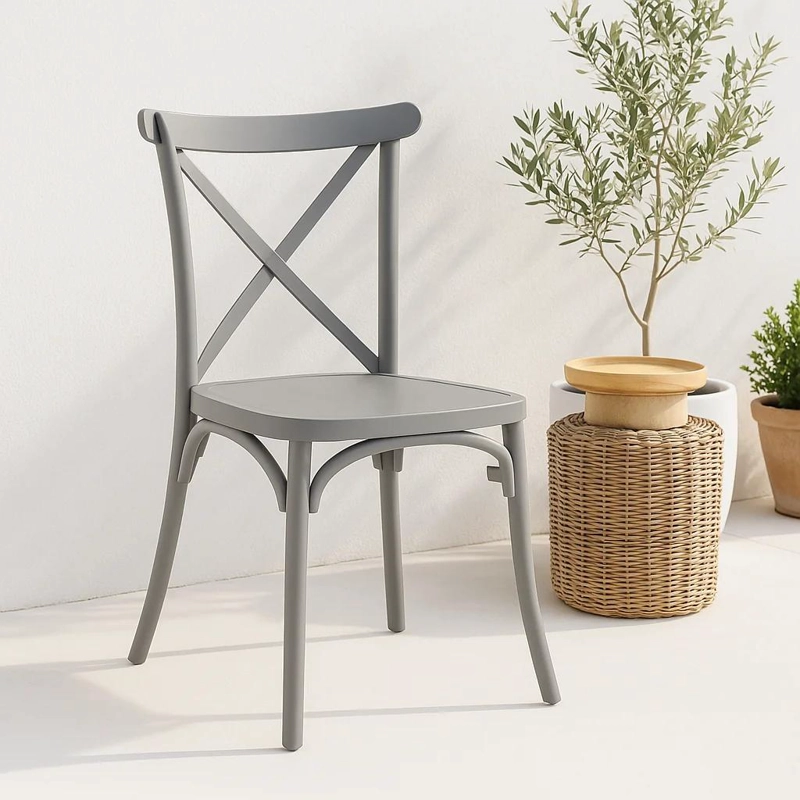 SILLA KLIK MUEBLES CROSSBACK 1 CUERPO GRIS DANUBIO TERRAZA EXTERIOR O COMEDOR - 2