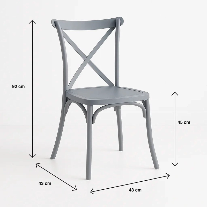 SILLA KLIK MUEBLES CROSSBACK 1 CUERPO GRIS DANUBIO TERRAZA EXTERIOR O COMEDOR - 4