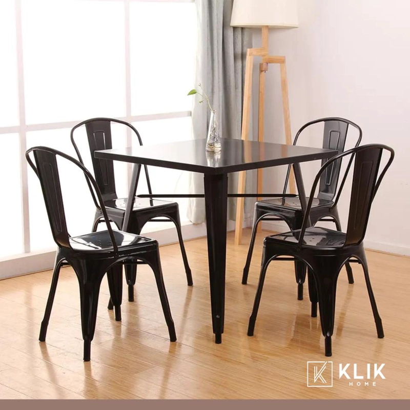 COMEDOR MESA TOLIX 80X80CM + 4 SILLAS TOLIX EN COLOR NEGROS - 2