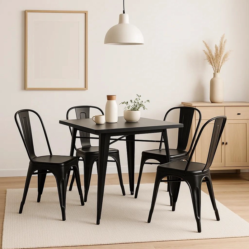 MESA KLIK MUEBLES TOLIX 80X80CM BAR O TERRAZA O RESTAURANT NEGRA ACERO - 5