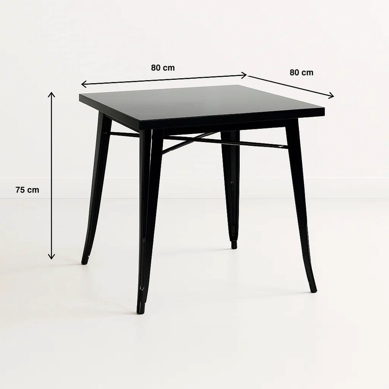MESA KLIK MUEBLES TOLIX 80X80CM BAR O TERRAZA O RESTAURANT NEGRA ACERO - 7