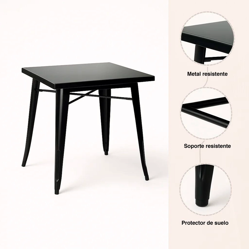 MESA KLIK MUEBLES TOLIX 80X80CM BAR O TERRAZA O RESTAURANT NEGRA ACERO - 9