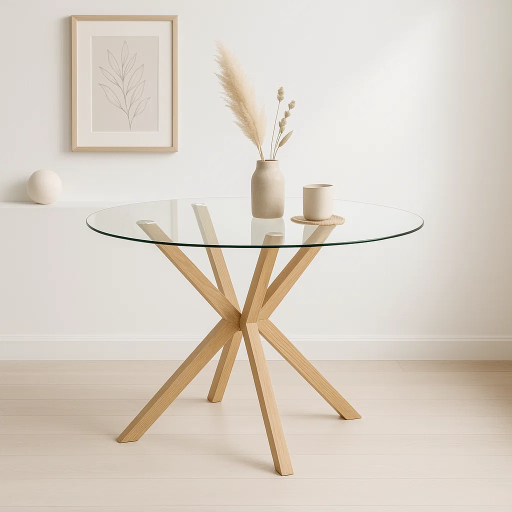 MESA COMEDOR KLIK MUEBLES CROSS REDONDA VIDRIO 120CM ACERO - 2