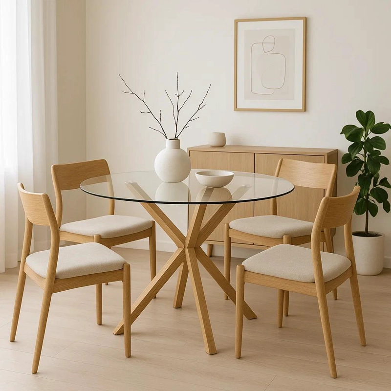 MESA COMEDOR KLIK MUEBLES CROSS REDONDA VIDRIO 120CM ACERO - 3