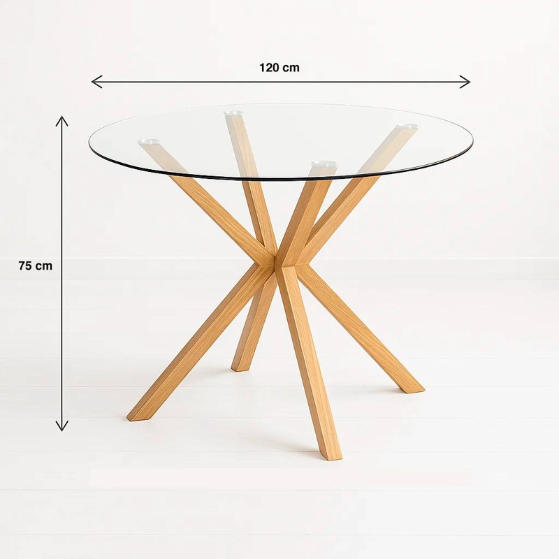 MESA COMEDOR KLIK MUEBLES CROSS REDONDA VIDRIO 120CM ACERO - 4