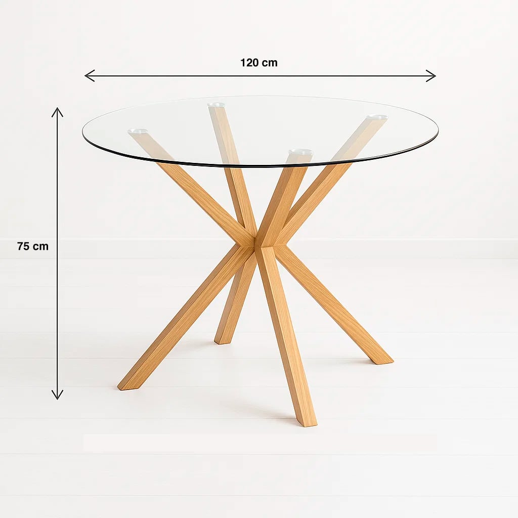 MESA COMEDOR KLIK MUEBLES CROSS REDONDA VIDRIO 120CM ACERO - 4