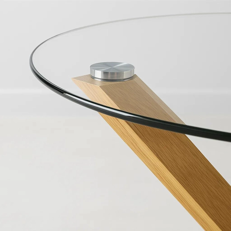 MESA COMEDOR KLIK MUEBLES CROSS REDONDA VIDRIO 120CM ACERO - 6