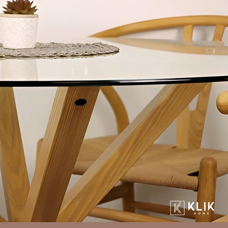 MESA COMEDOR KLIK MUEBLES CROSS REDONDA VIDRIO 120CM ACERO - 8